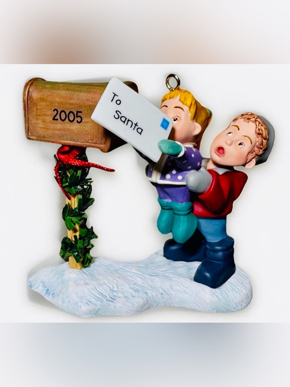 Little Helpers Holiday Kids Toy Ornament - Children Mailing Letter to Santa